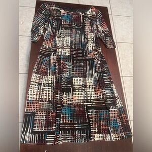 Connected Apparel Black and Multicolor Midi Dress